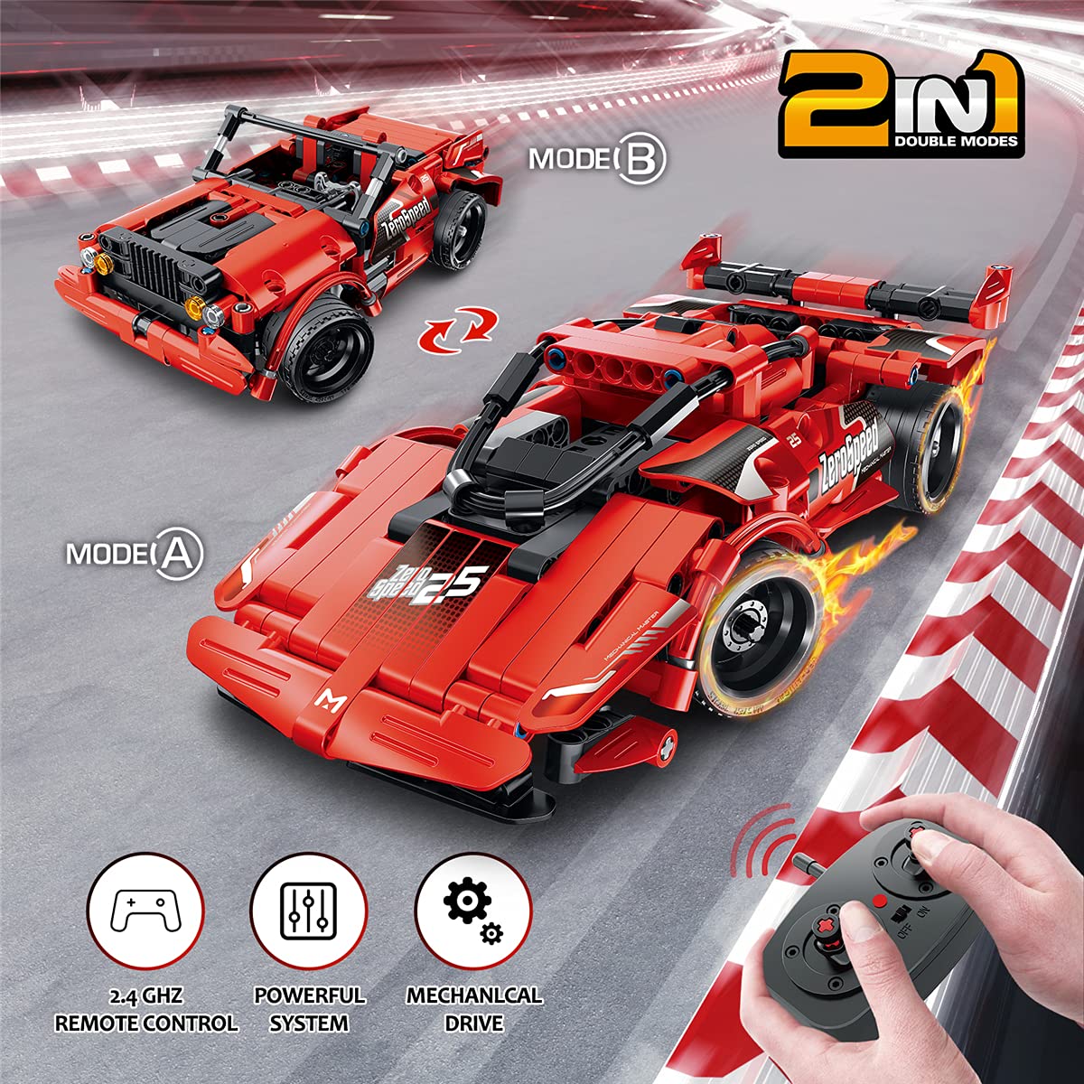 GMAOPHY STEM Building Toys for Kids Age 5 6 7 8 9 10 11 12 Years Old, 2 in 1 Remote Control Racer Car Engineering Kits, Early Learning Building