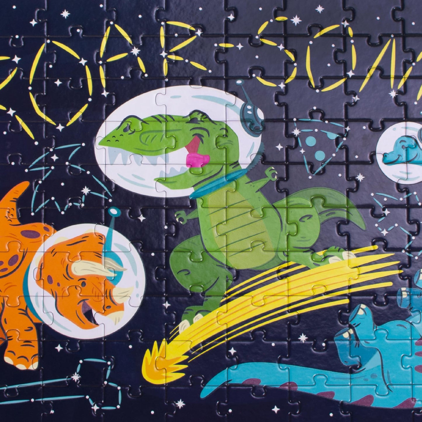 Chuckle & Roar - Roar-Some Glow in The Dark Jigsaw Puzzle for Kids - 100 Piece Educational Space Dino Puzzle - Ages 6+ - Fun Learning, Fine Motor