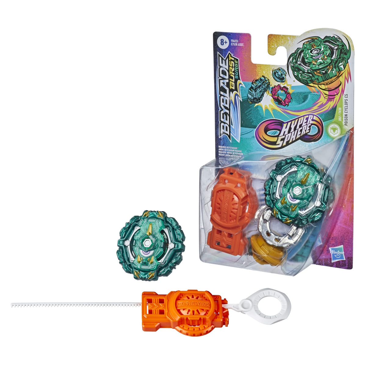 Bey Blade Burst Rise Hypersphere Poison Cyclops C5 Starter Pack - Defense Type Battling Game Top and Launcher, Toys Ages 8 and Up