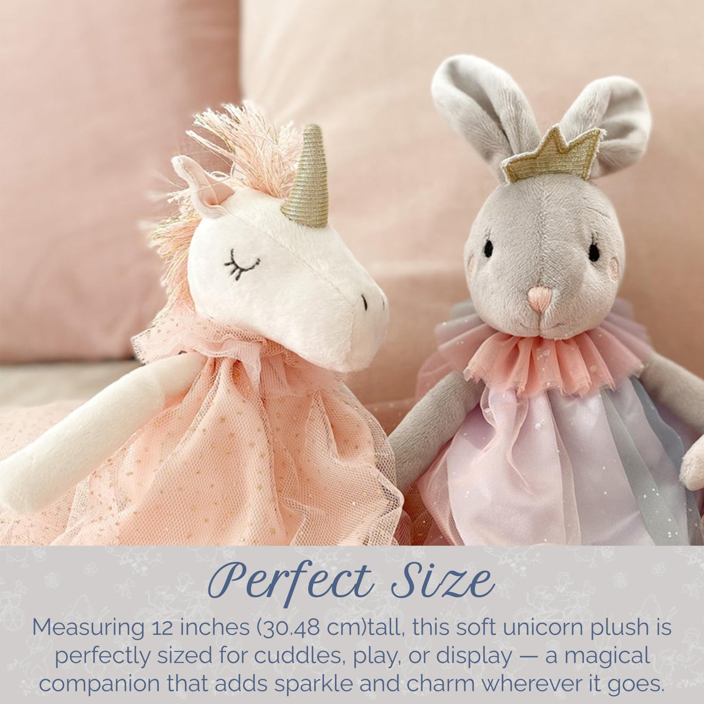 MON AMI Unicorn Stuffed Doll, 12-Inch White Soft Cuddly Plush Animal Toy