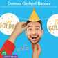 Big Dot of Happiness Custom Golden Birthday Face Cut Out Garland Banner, Personalized Yellow Birthday Party Decor, 30 Feet of Cord, 5 Photo Face