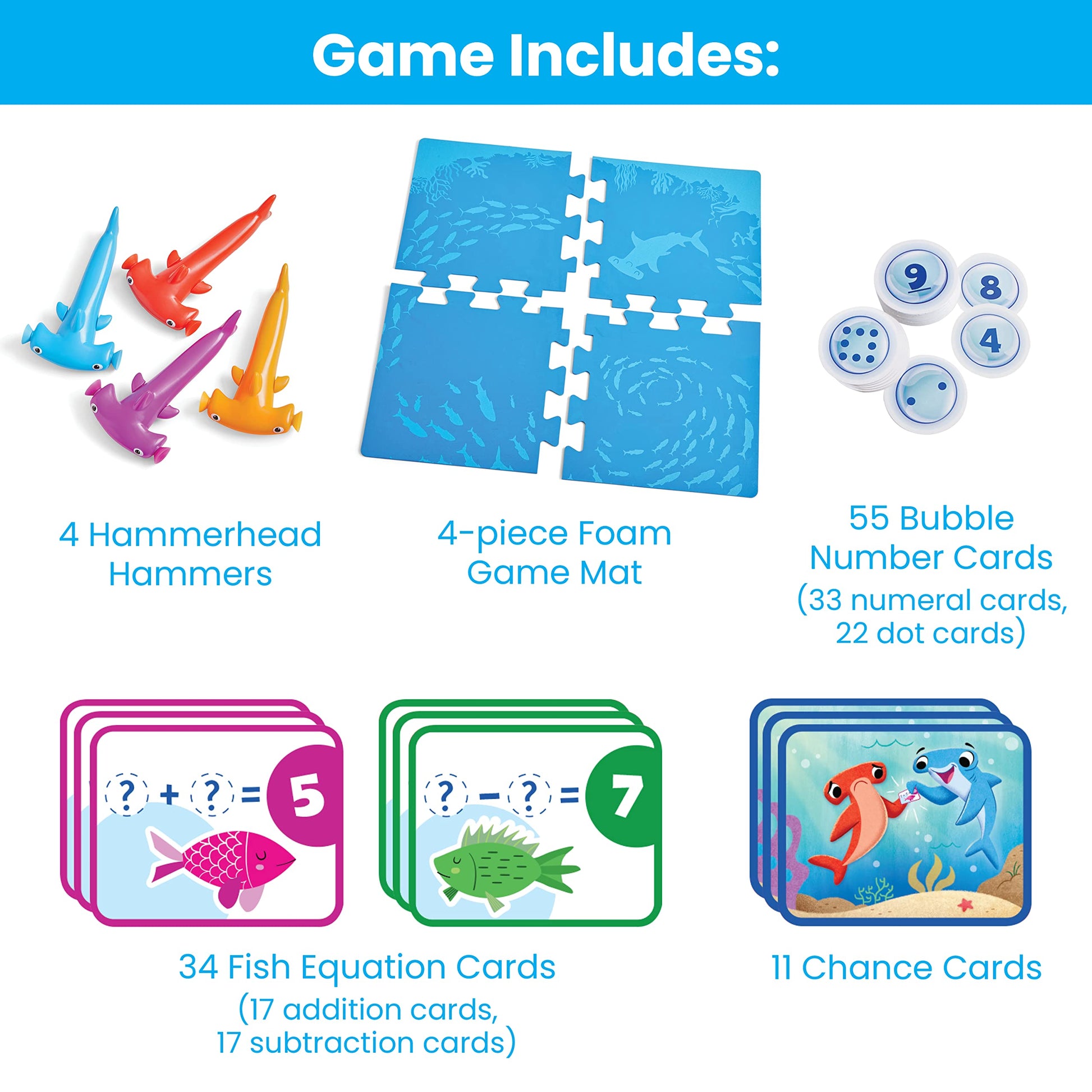 hand2mind Hammerhead Number Hunt! Math Game, Addition and Subtraction Games, Educational Board Games, Fun Games for Family Game Night, Kindergarten
