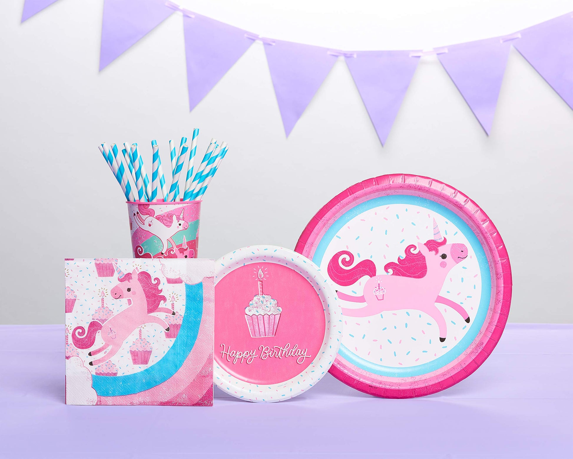 American Greetings Unicorn Party Supplies, Plastic Table Covers (3-Count, 54" x 96")