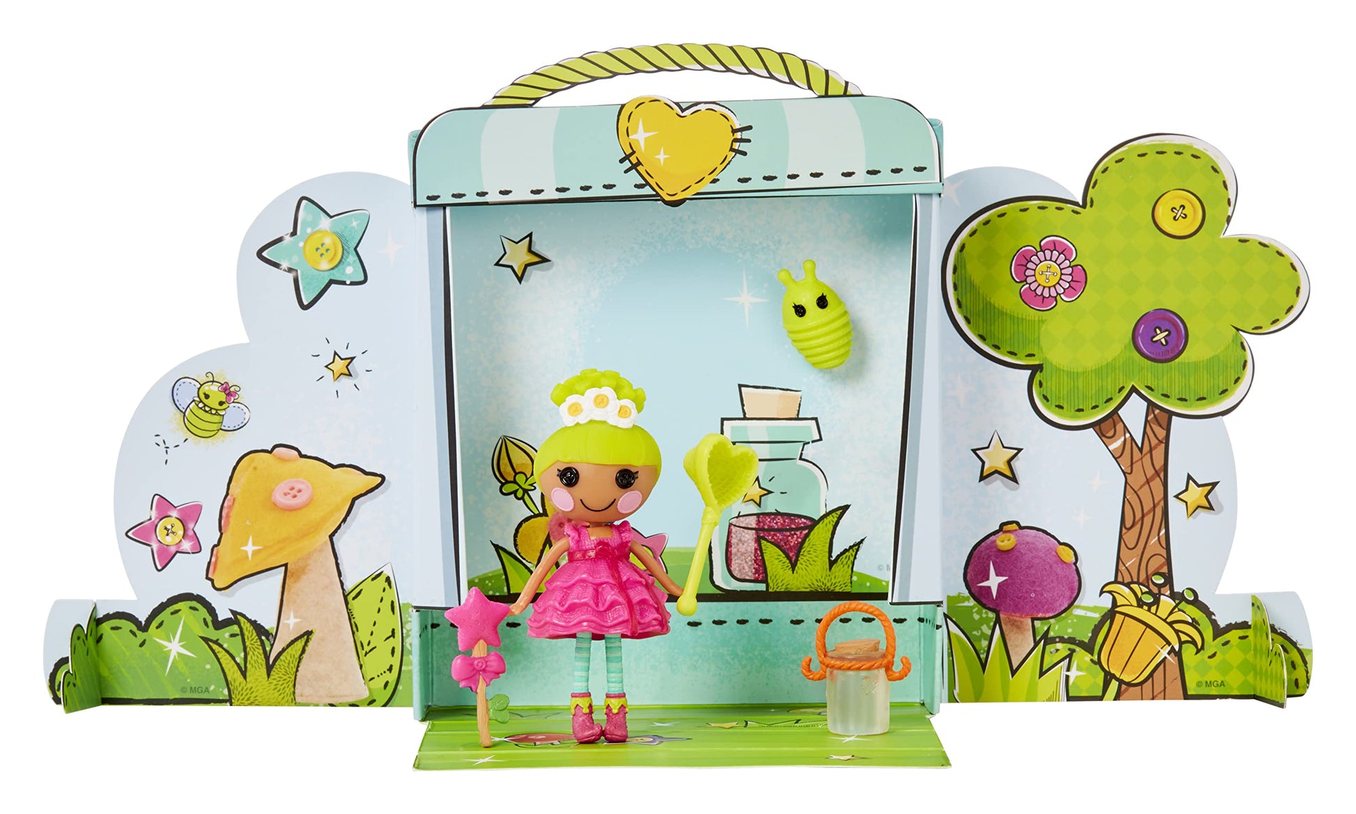 Lalaloopsy Mini Doll - Pix E. Flutters with Mini Pet Firefly, 3" Fairy Doll with Accessories, in Reusable House Package playset, for Ages