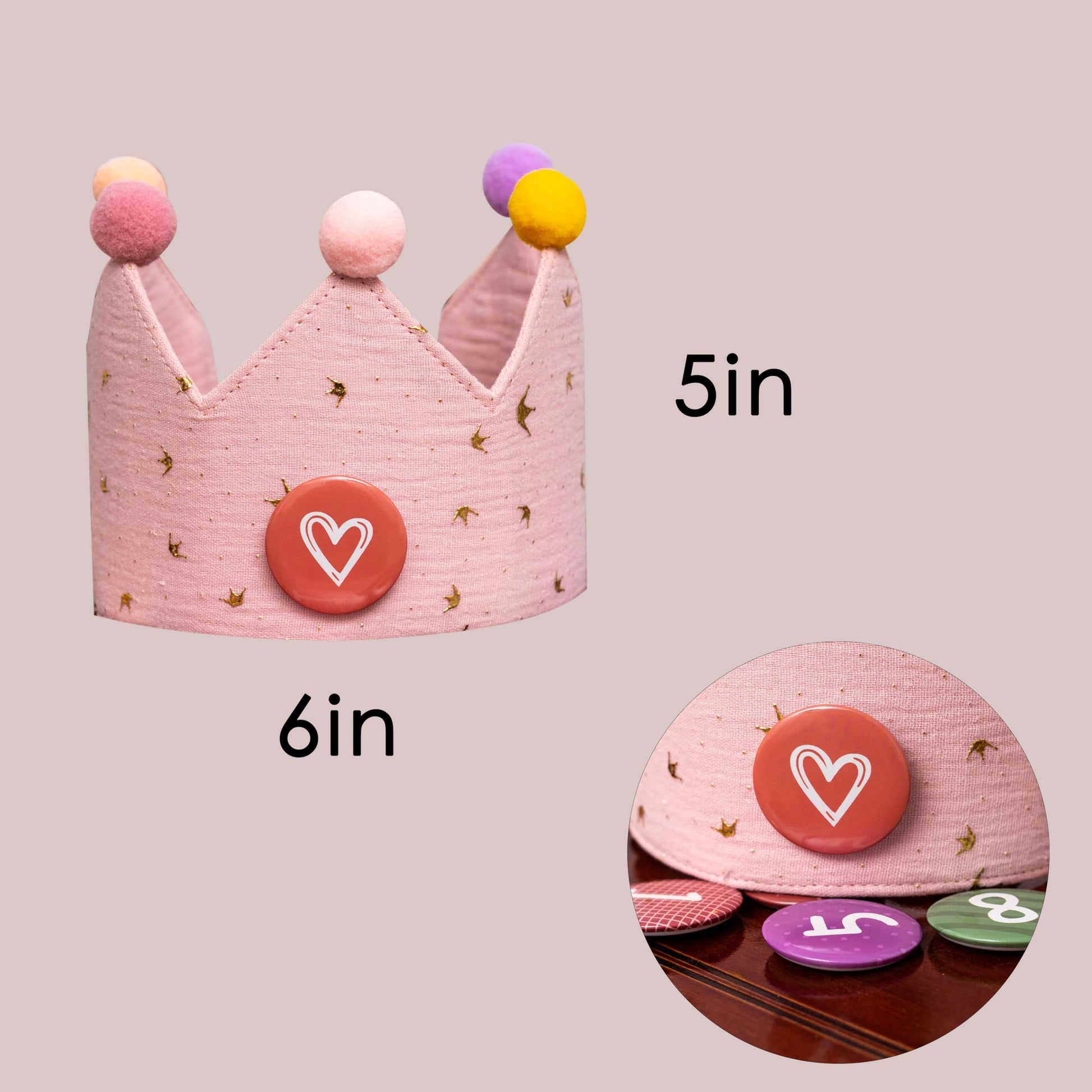 KIETKIE Adjustable Birthday Crown Hat for Girls boys - Pink Birthday Hat with Removable Numbers(0-9),Princess Themed Birthday Party Decorations(Pink)