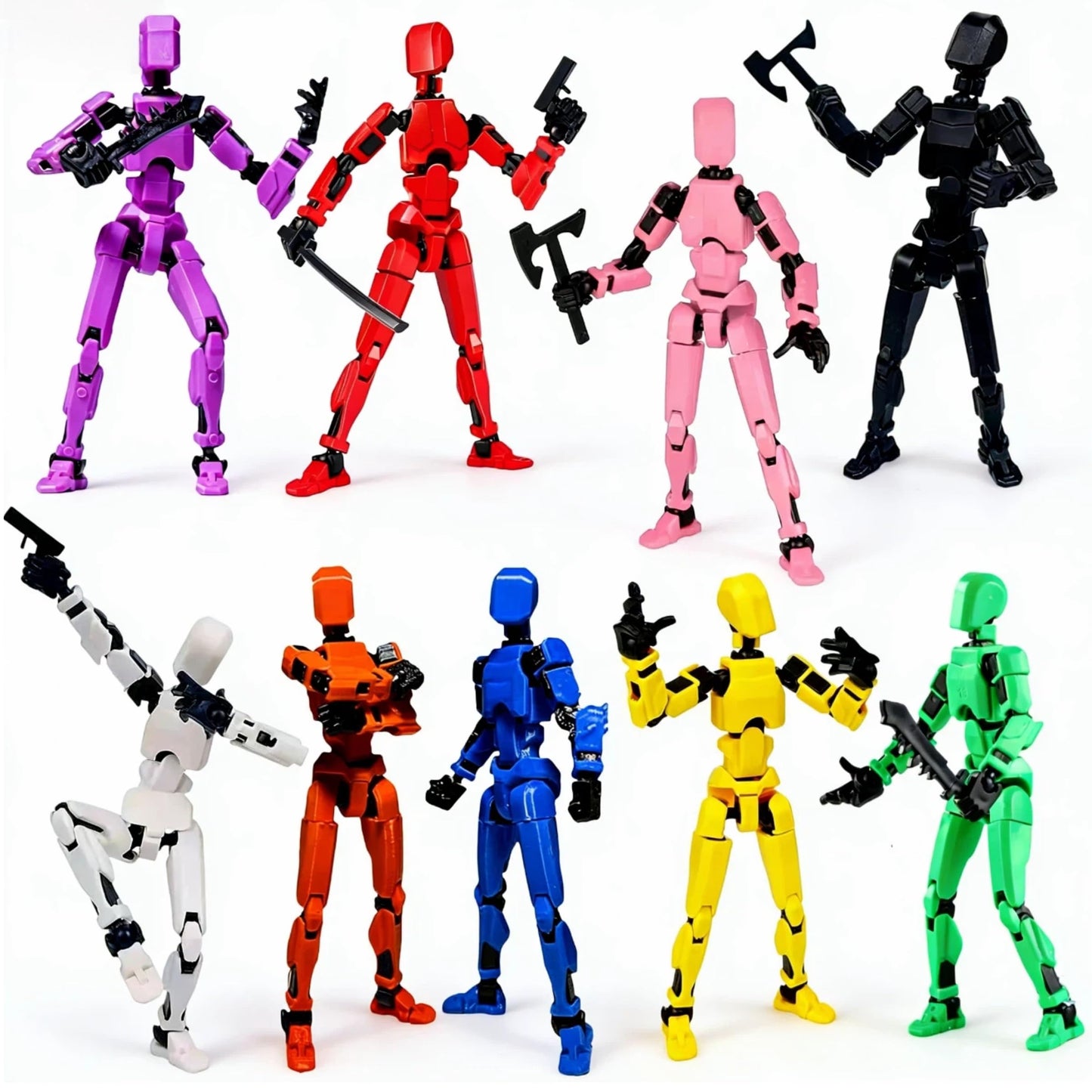 Outeat Assembly Completed Titan 13 Action Figures Set,3D Printed Multi-Jointed Movable Nova 13 Robot T-13 Lucky 13 Collectible Figurines Model