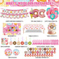 Donut Sweets Birthday Party Supplies, Donut Style Party Decorations Include Happy Birthday Banner, Backdrop, Tableware Set, Tablecloth, Cake Toppers