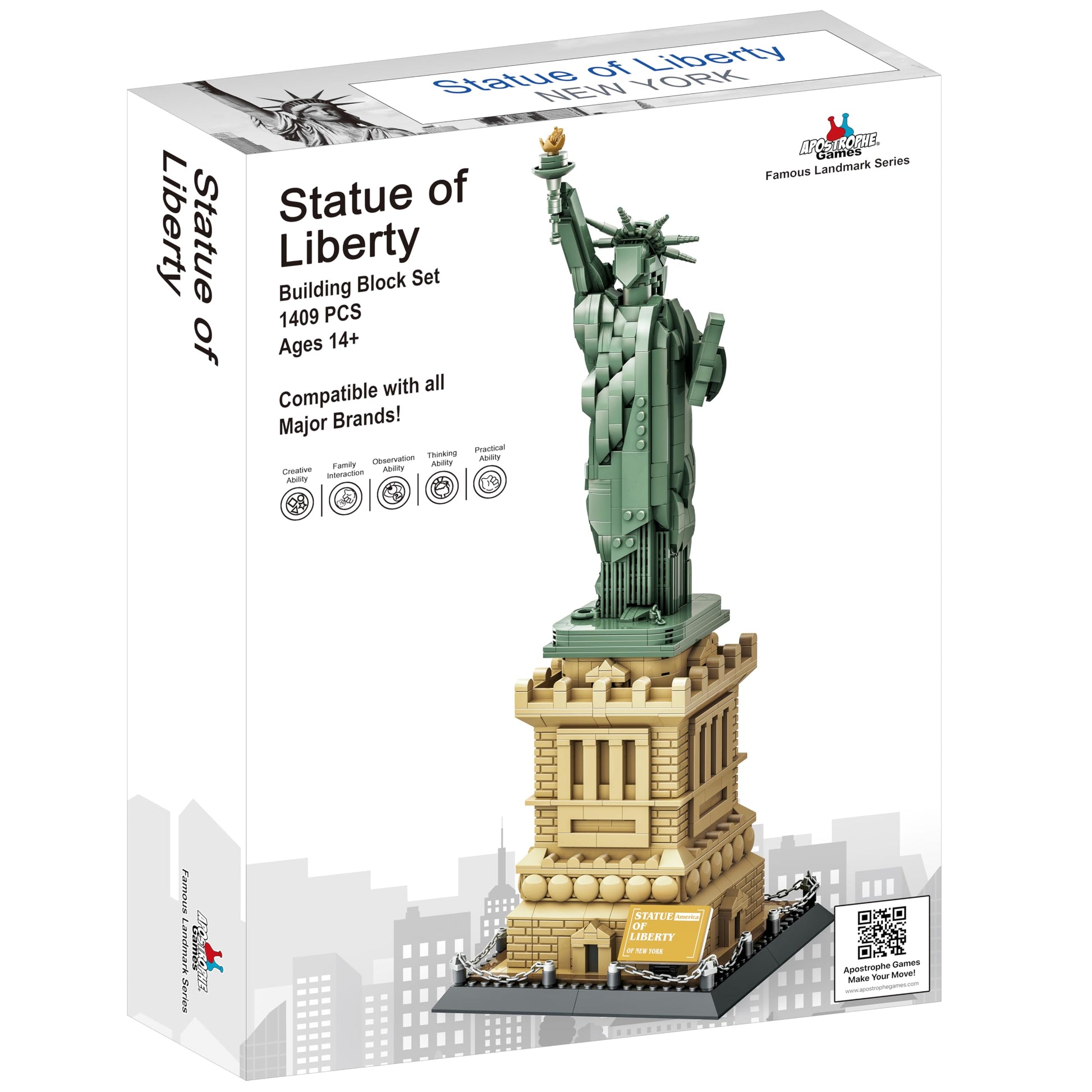Apostrophe Games Statue of Liberty Building Block Set (1,409 Pieces) New York's Statue of Liberty Famous Landmark Series - Architecture Model for Kids