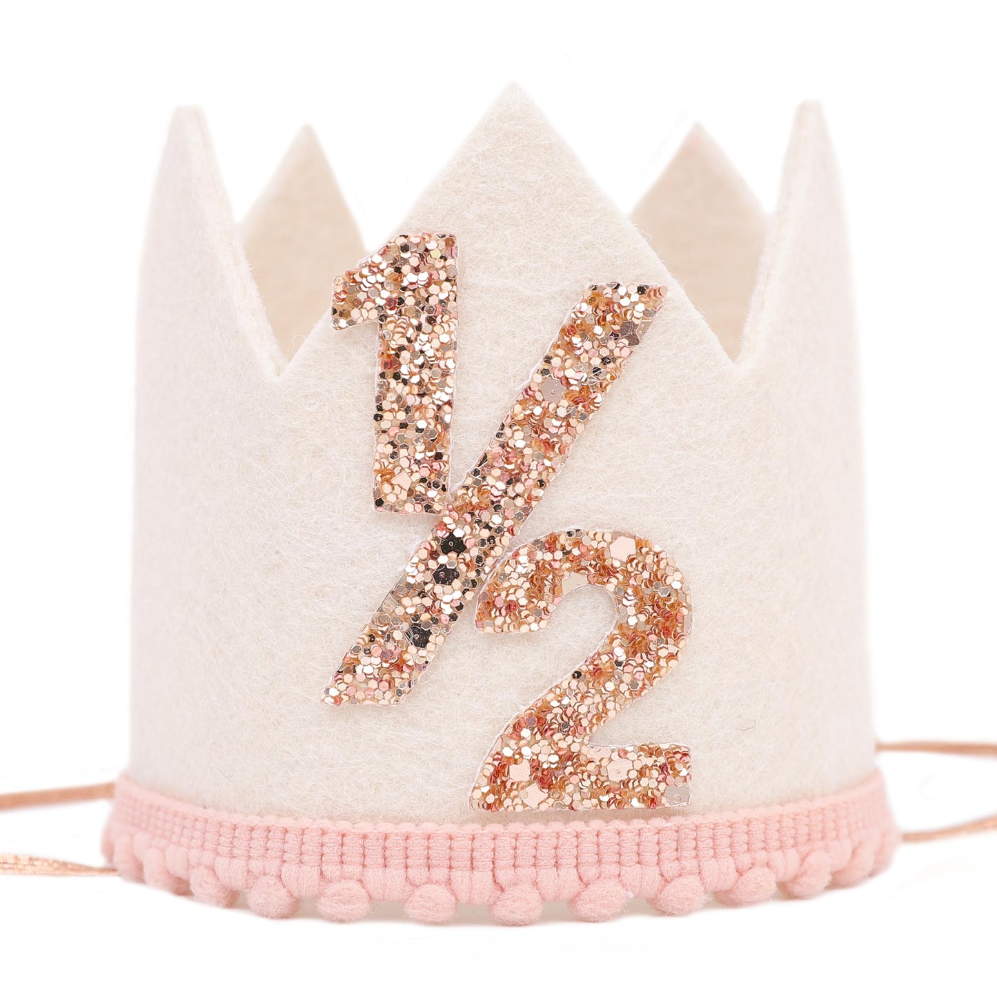 Jissoo White 1/2 Birthday Crown - 6 Months Birthday Decorations,Little Princess Crown For Cake Smash,Sweet Half Hat Photo Props,Light Pink 1/2 Way