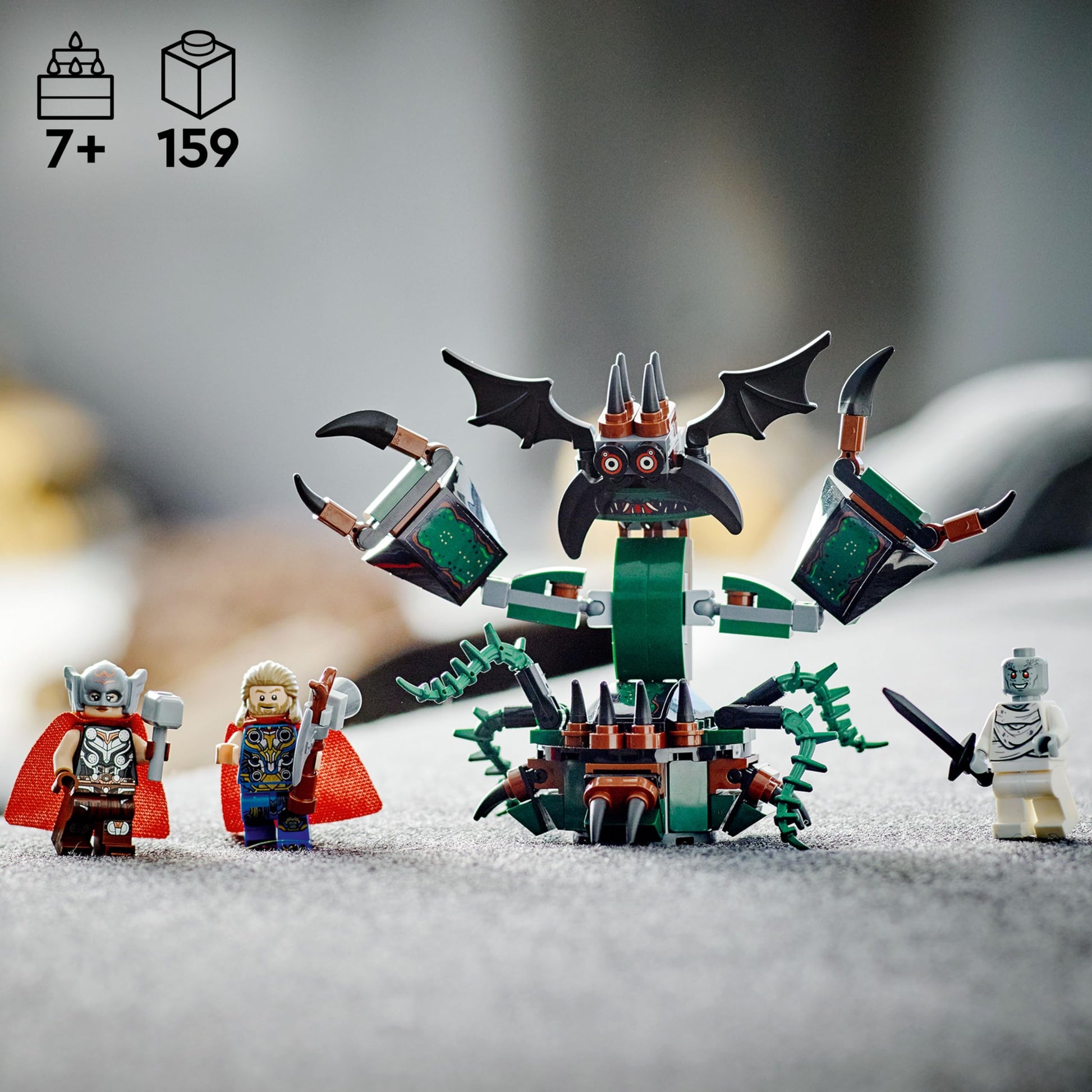 LEGO Marvel Attack on New Asgard, Thor Buildable Toy 76207 with Hammer, Stormbreaker and Monster Figure, Love and Thunder Movie Set