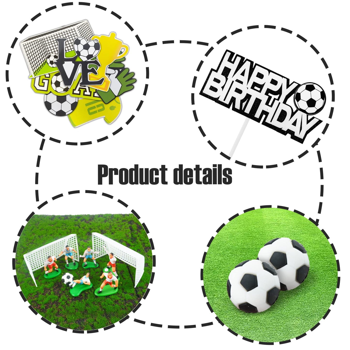 19 PCS Soccer Cake Topper Decorations - Soccer Ball Player Theme Cake Toppers For Football Party Men Boy Kid Birthday Party Supplies