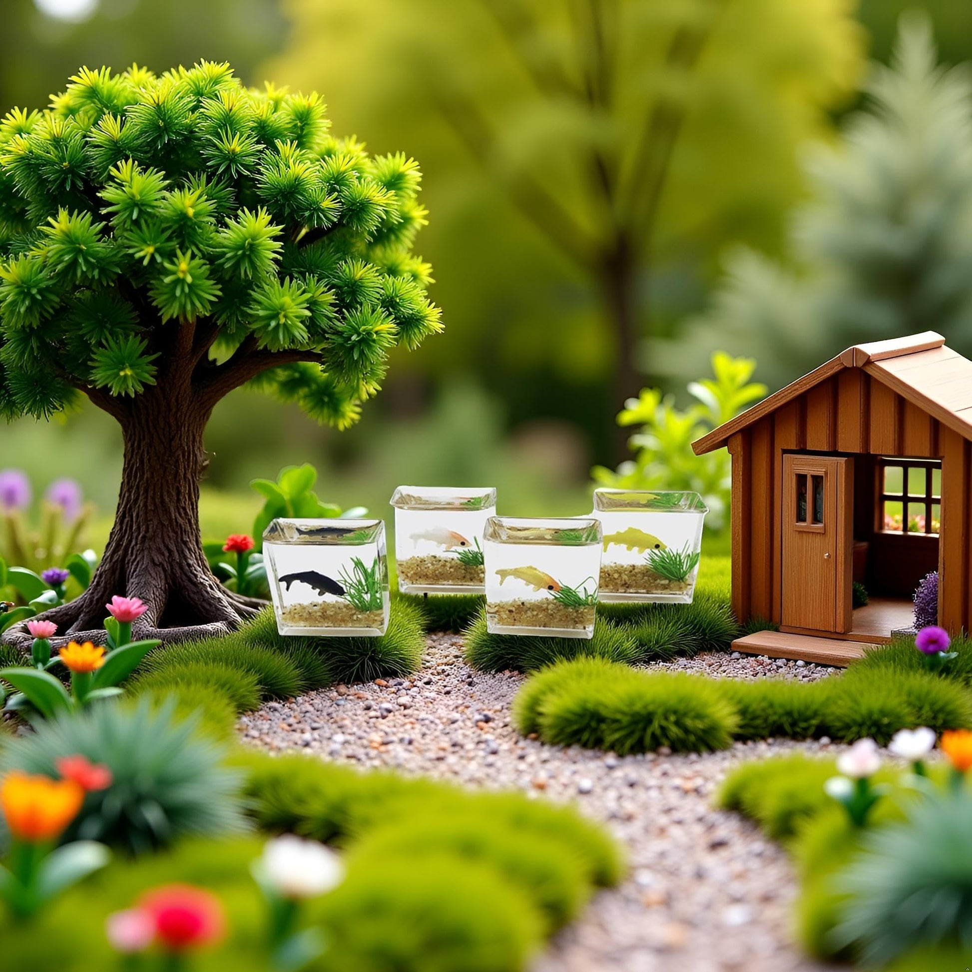 1Pc Fish Tank Toy, 1:12 Scale Miniature Dollhoue Accessories, Resin Dollhouse Fish Tank Accessories for Garden Scene Decor, Dollhouse Accessories