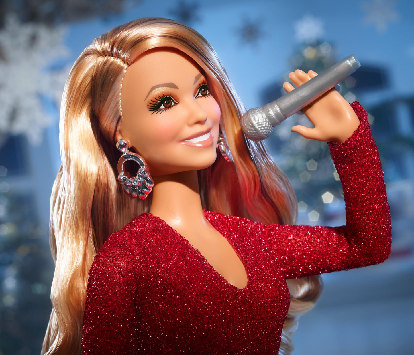 Barbie Signature Doll, Mariah Carey Holiday Collectible in Red Glitter Gown with Silvery Accessories
