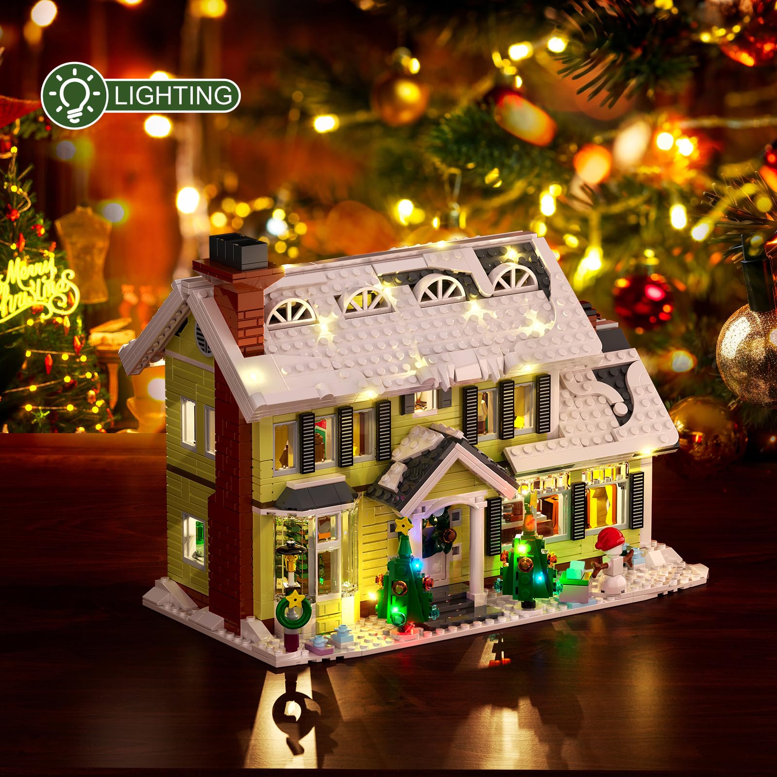 Christmas Holiday House Building Set, LED DIY Christmas Holiday Snow Village, Christmas House Compatible with Lego Gifts for Boys, Girls, Family,