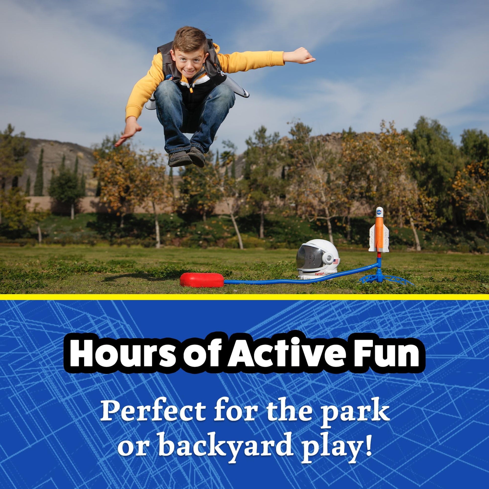 Stomp Rocket Space Collection Rocket Launcher for Kids, 3 NASA Rockets - Backyard & Outdoor Fun Toy Gift for Boys & Girls - STEM Soft Foam Blaster Set
