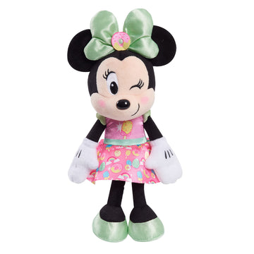 Disney Junior Minnie Mouse 8-Inch Beanbag Plush, Minnie Mouse in Pink Sweet Treats Dress, Stuffed Animal