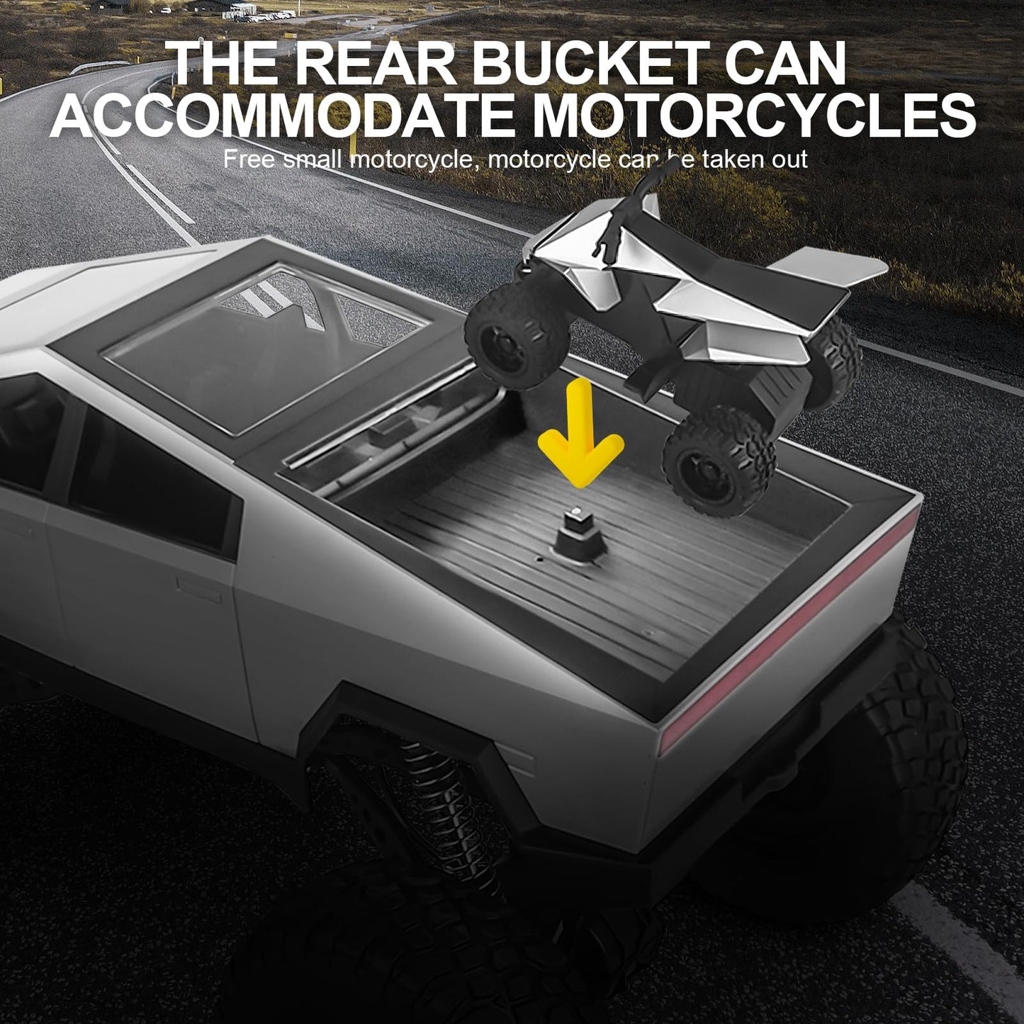 toylefun 1:8 Huge Climbing Car Remote Control Truck RC Pickup Model Car Motorcycle Powerful 4x4 Vehicle for All Various Terrains Great Christmas