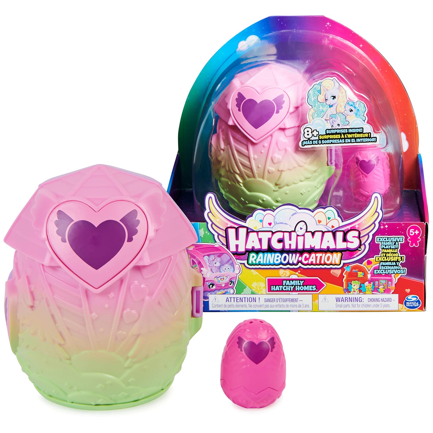 HATCHIMALS CollEGGtibles, Rainbow-Cation Family Hatchy Home Playset with 3 Characters and up to 3 Surprise Babies (Style May Vary), Kids’ Toys