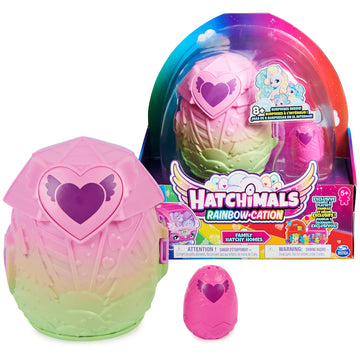 HATCHIMALS CollEGGtibles, Rainbow-Cation Family Hatchy Home Playset with 3 Characters and up to 3 Surprise Babies (Style May Vary), Kids’ Toys