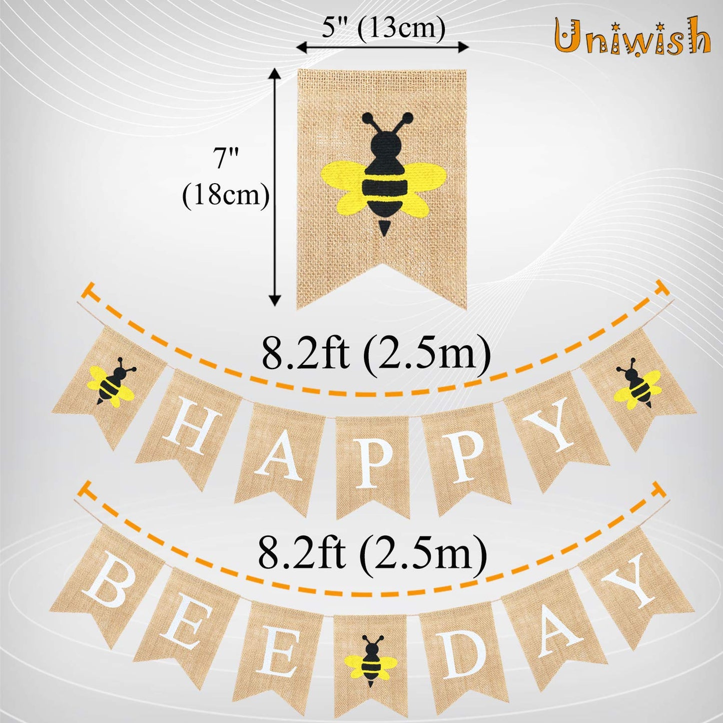 Uniwish Burlap Happy Bee Day Banner Bee Birthday Party Decorations