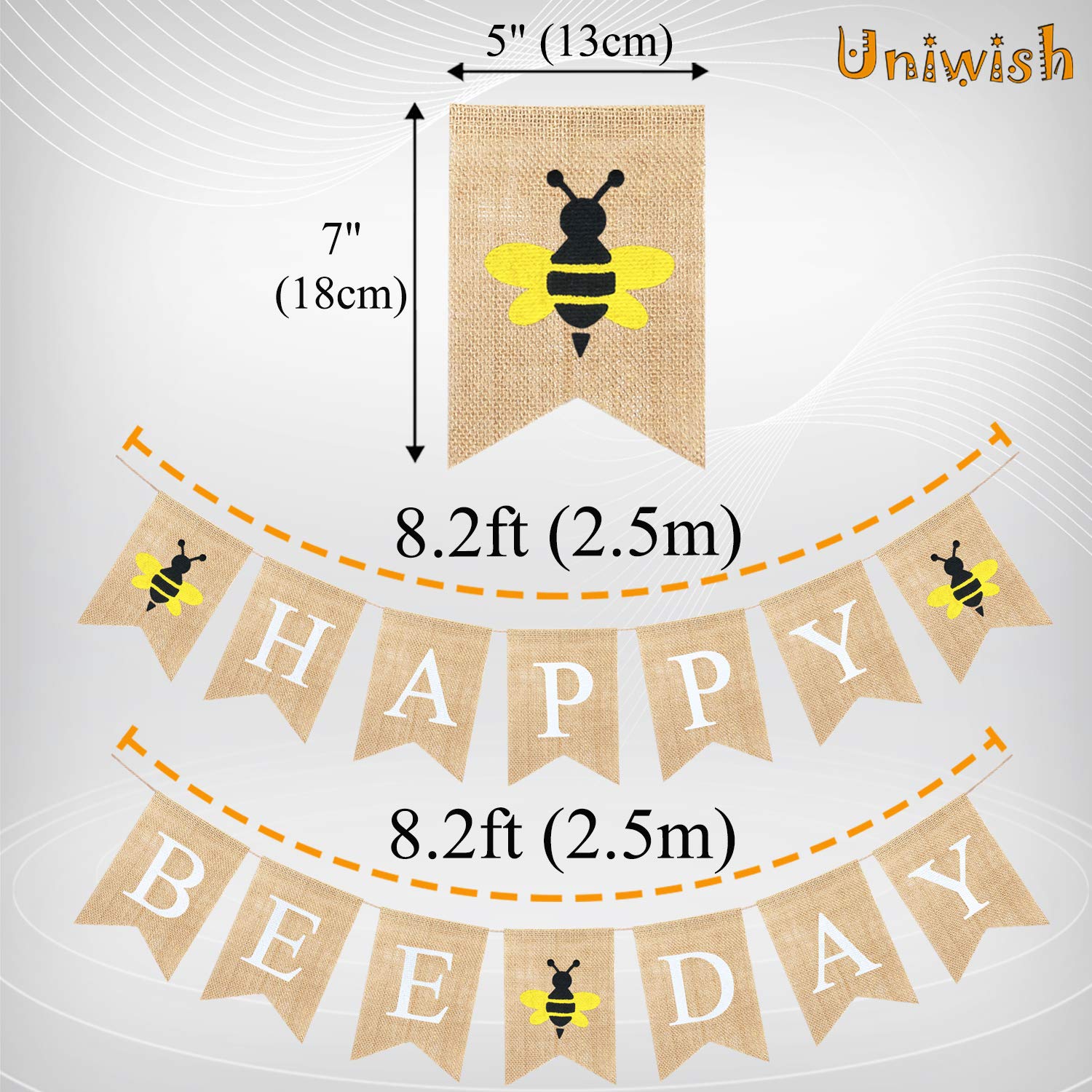 Uniwish Burlap Happy Bee Day Banner Bee Birthday Party Decorations