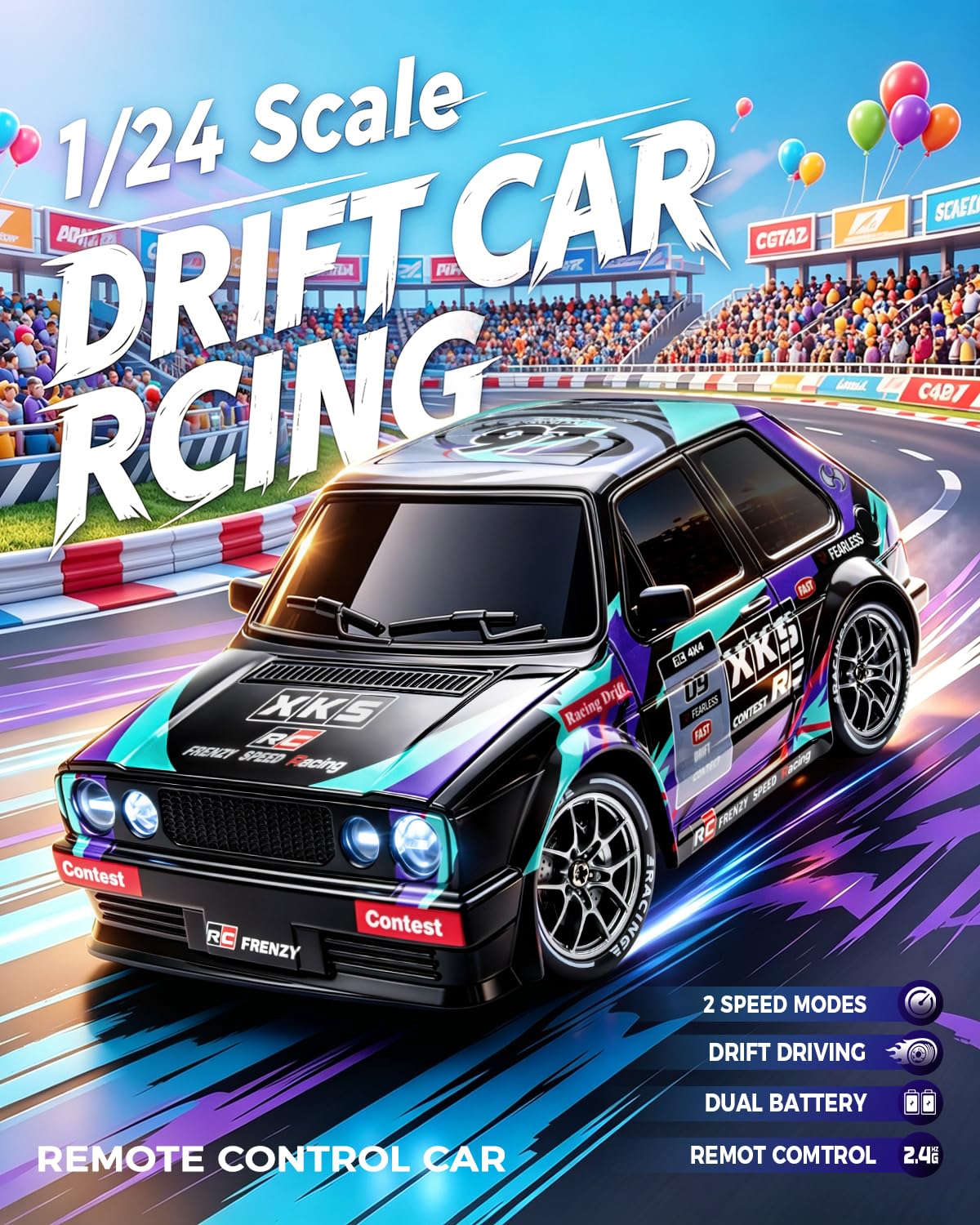 Nowzeth RC Drift Car with Racing Livery 4WD 1/24 Remote Control Drift Car