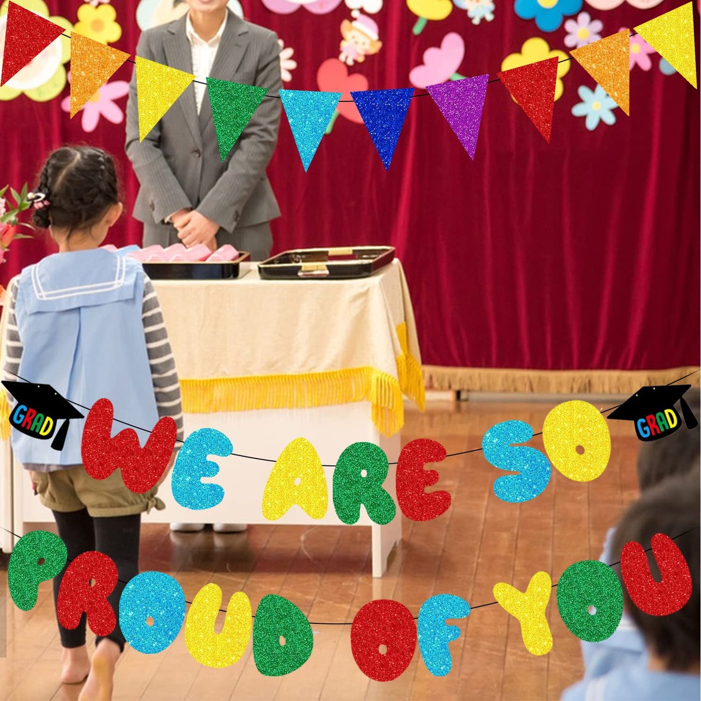 We Are So Proud Of You Banner Kindergarten Grad Banner 2026 Graduation Decorations Glitter Preschool Grad Banner 2026 Kindergarten Congrats Grad Party