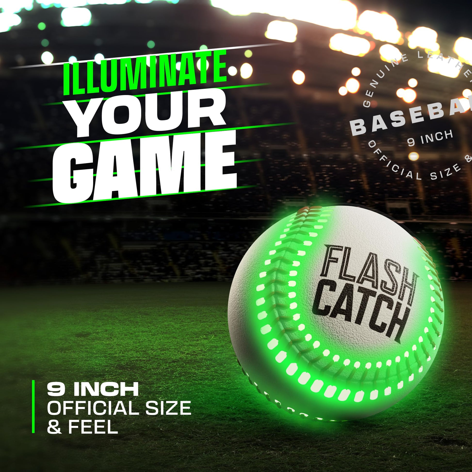 FlashCatch Rechargeable Light Up Baseball - Sports Gifts for Boys - Ball Accessories Gear Gift Ideas for Teenage Boy - Glow in Dark Balls - Cool Stuff