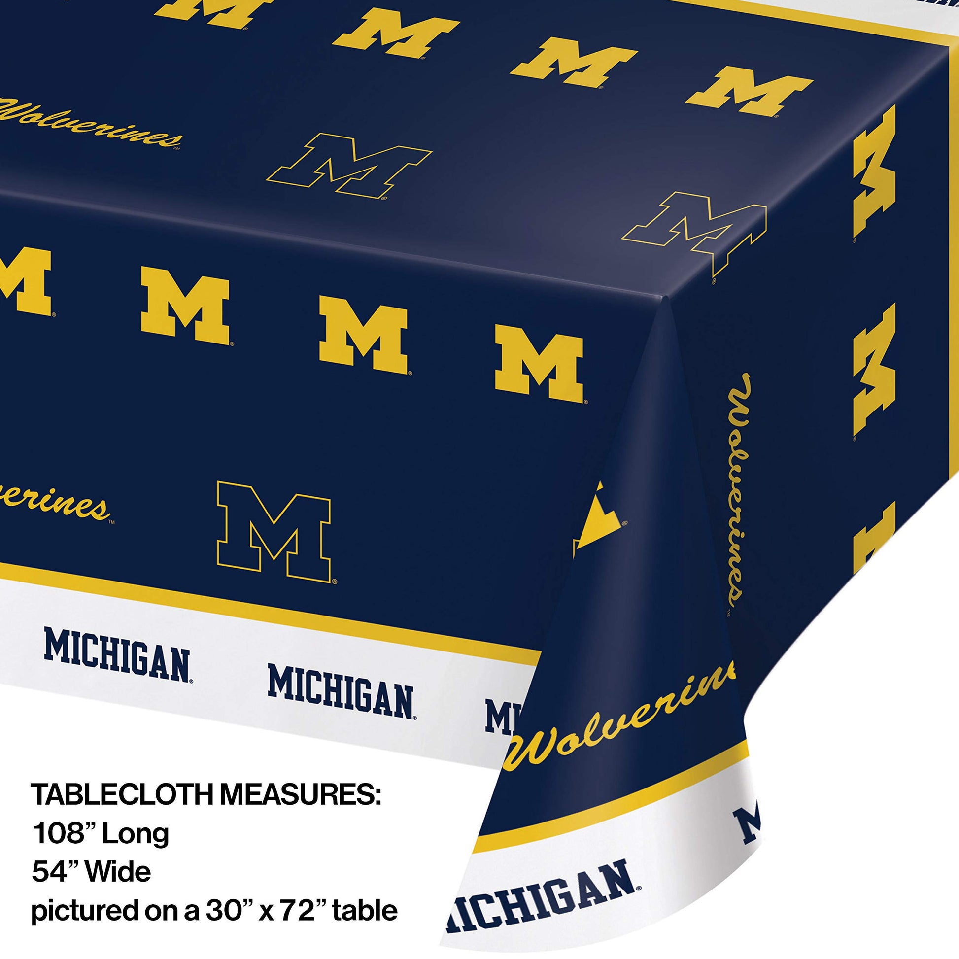 Creative Converting University of Michigan Plastic Tablecloths, 3 ct