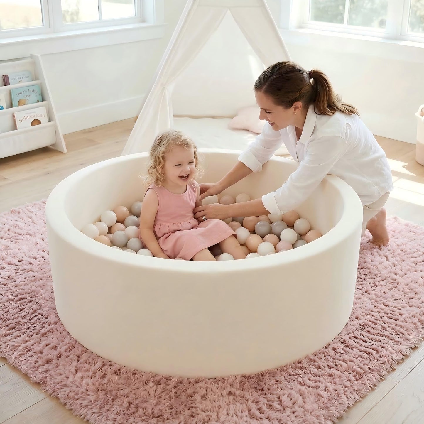 35.4"x 11.8" Foam Ball Pit,Ball Pits for Toddlers Babies-White