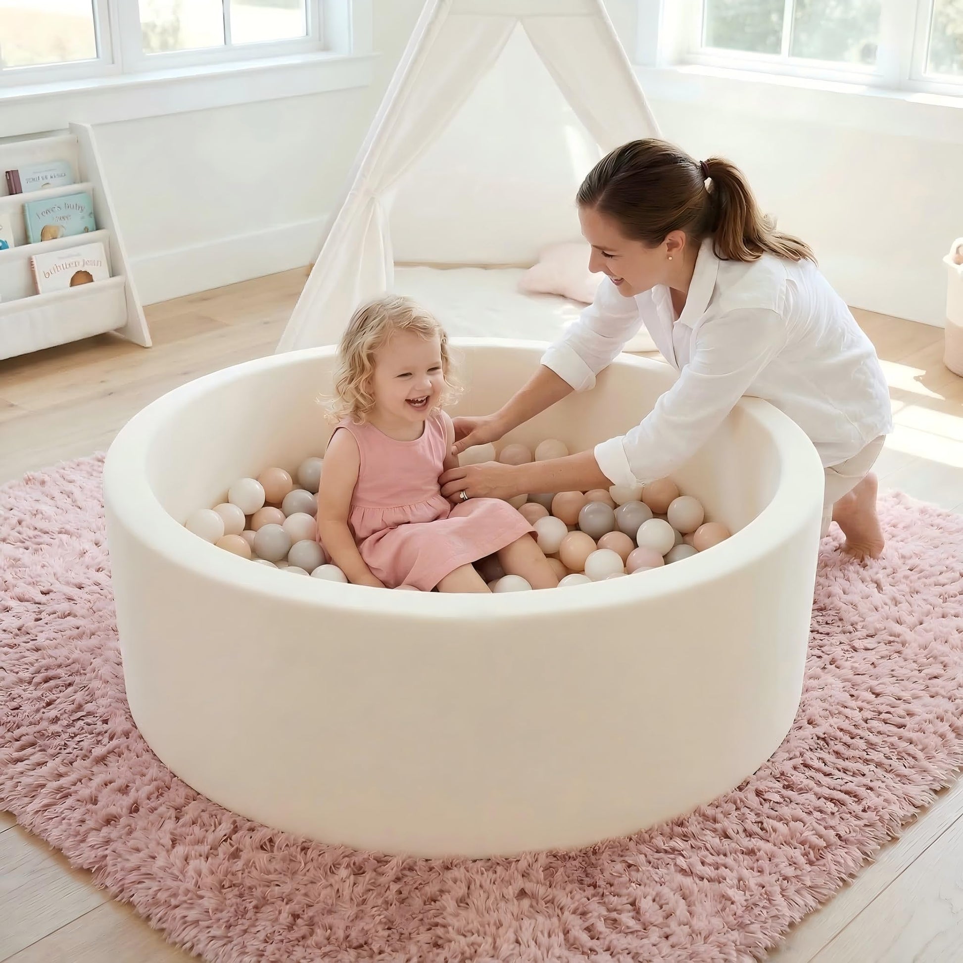 35.4"x 11.8" Foam Ball Pit,Ball Pits for Toddlers Babies-White