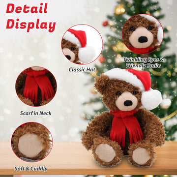 Made By Aliens Christmas Junior Teddy Bear Stuffed Animal - Adorable Xmas Plush Toy with Hat and Scarf - Soft and Cuddly Winter Companion for Kids