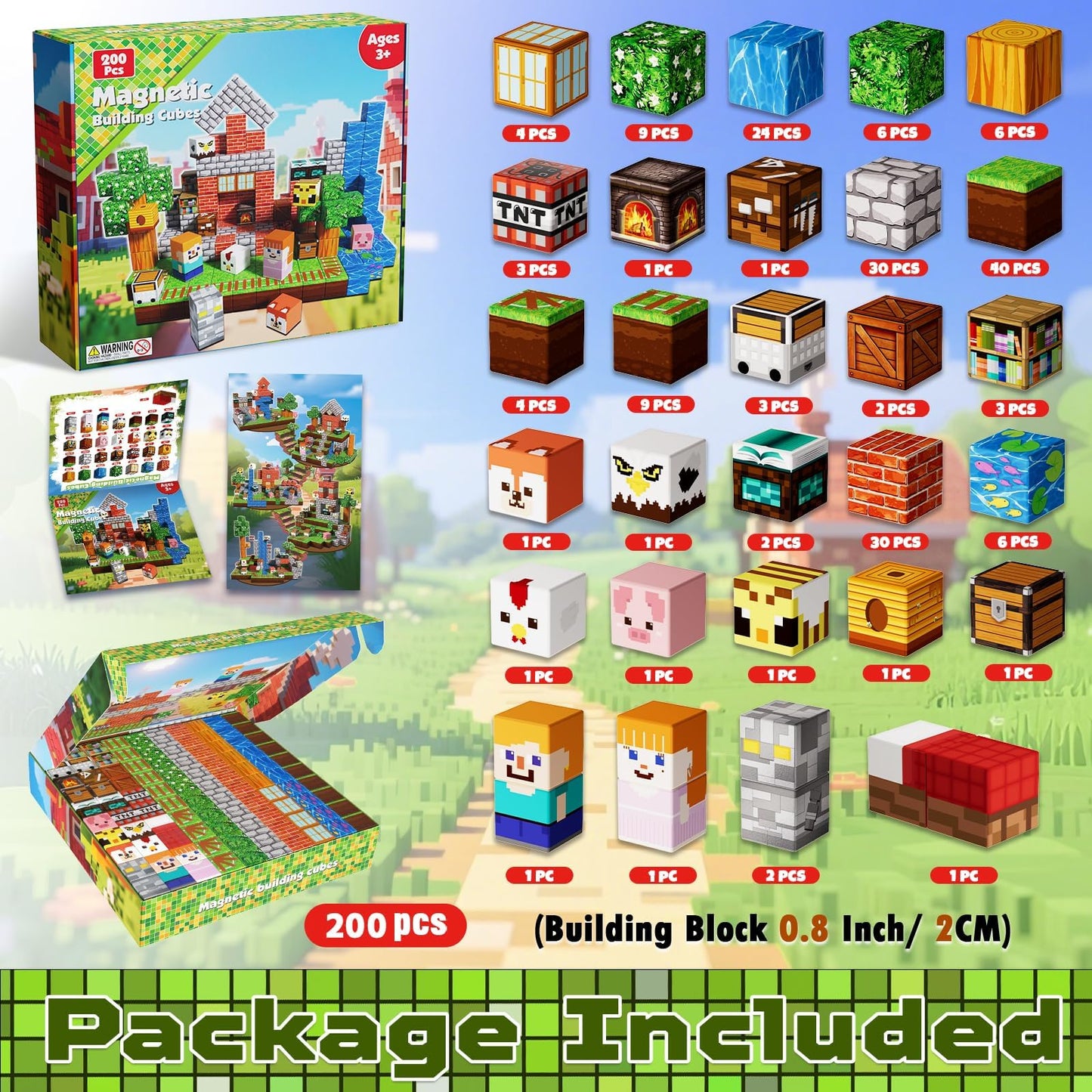 Annexfun 200 PCS Magnetic Blocks - Magnetic Building Blocks, Stacking Magnets for Kids, Sensory Toy for STEM Montessori Sensory Toys for Kids 3+ Boys