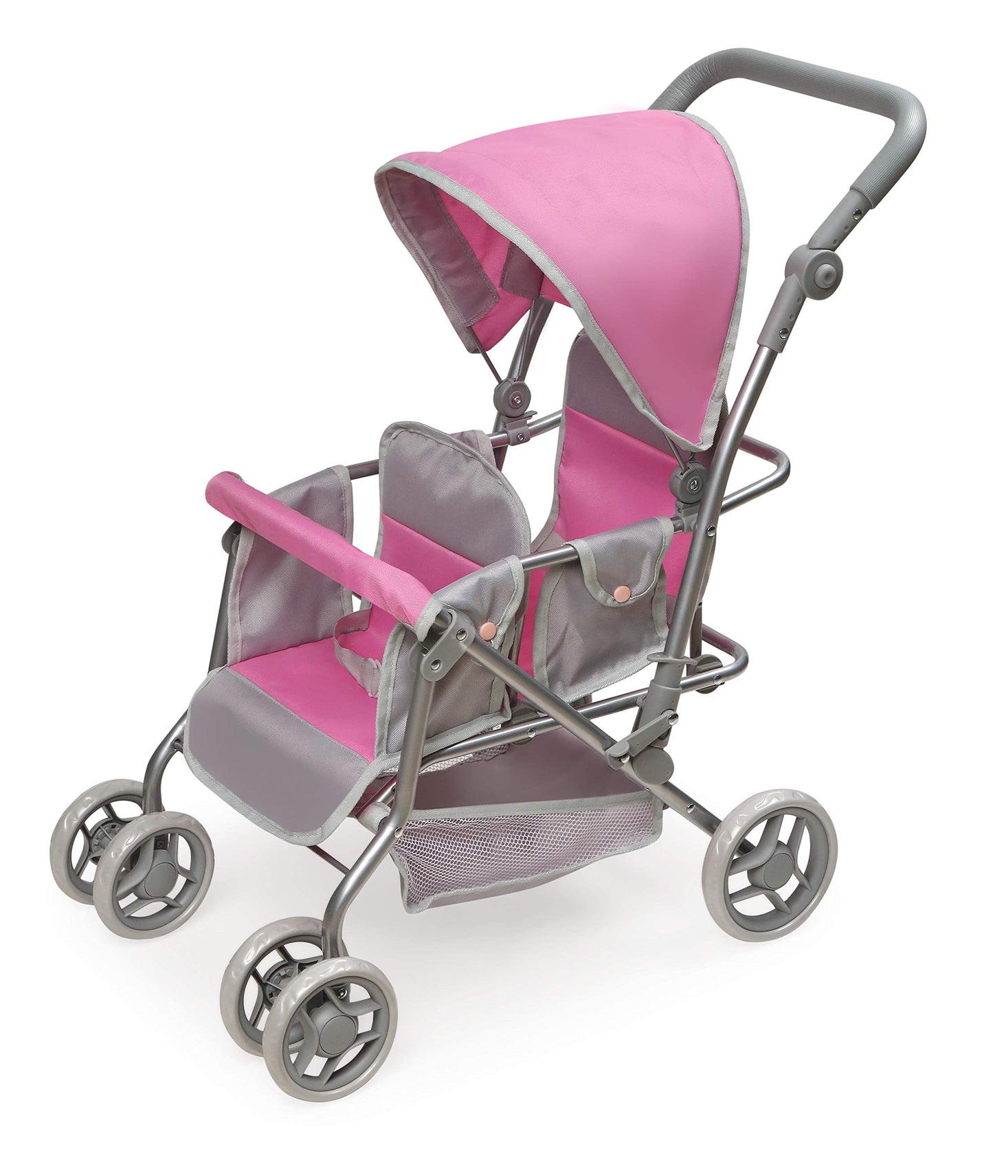 Badger Basket Double Doll Stroller - Pram for Baby Doll with Adjustable Seats & Storage Basket - Fits Doll Up to 20 Inches - Best for Toddler and Kid