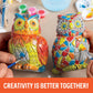 MindWare Two Creative Friendship Owls Stone Décor Painting Craft Kit for Two - Ideal Kids Arts & Crafts Kit for Ages 8 & Up - Learn How to Paint