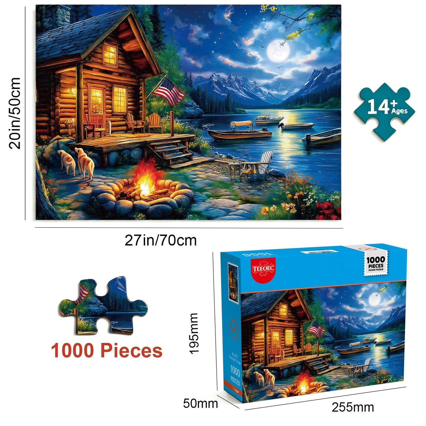 1000 Piece Puzzle for Adults, 20 x 27 inches Jigsaw Puzzles - Moonlit