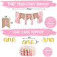 First Birthday Decorations for Girl | 1st Baby Girl Number 1 Balloon, Happy Birthday Banner, “One” Cake Topper, Star Garland, Marble Pink, Gold