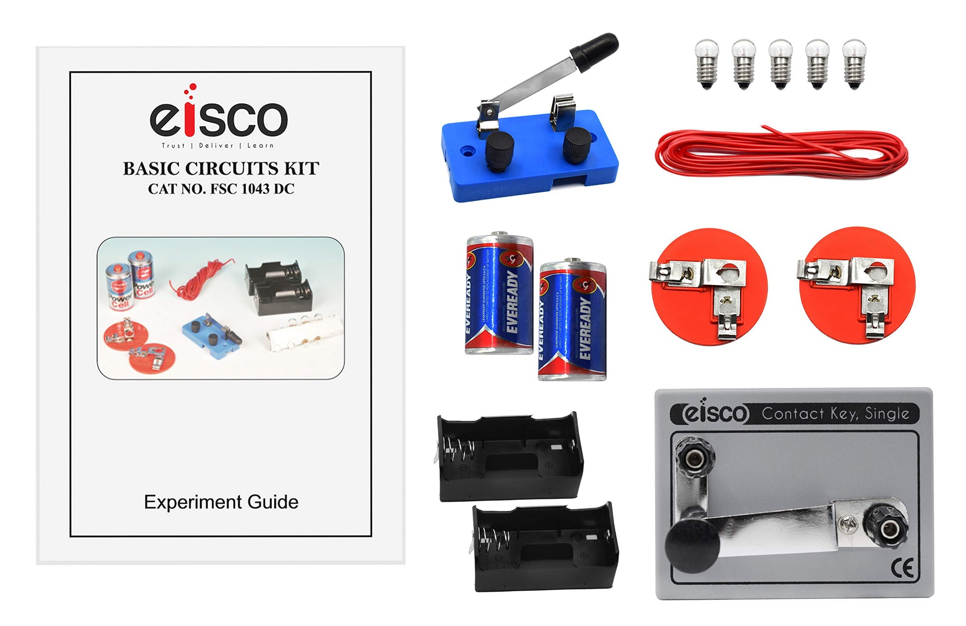 EISCO Morse Code Circuits Kit - Explore Electrical Circuits & Morse Code - Build Basic, Parallel & Series Circuits - Includes Contact Key, Batteries