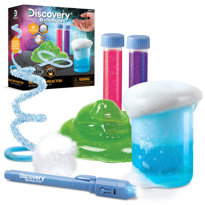 Discovery™ Reaction Lab Chemistry Set - 41 STEM Experiments for Kids| Includes Black Light Pen, Crystal Growing, Slime, Goo| Educational Learning Toy|