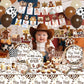 180 PCS My First Rodeo Decorations Boy, First Rodeo Birthday Decorations Tableware Set with Banner Cake Topper Cupcake Toppers Tablecloths Plates