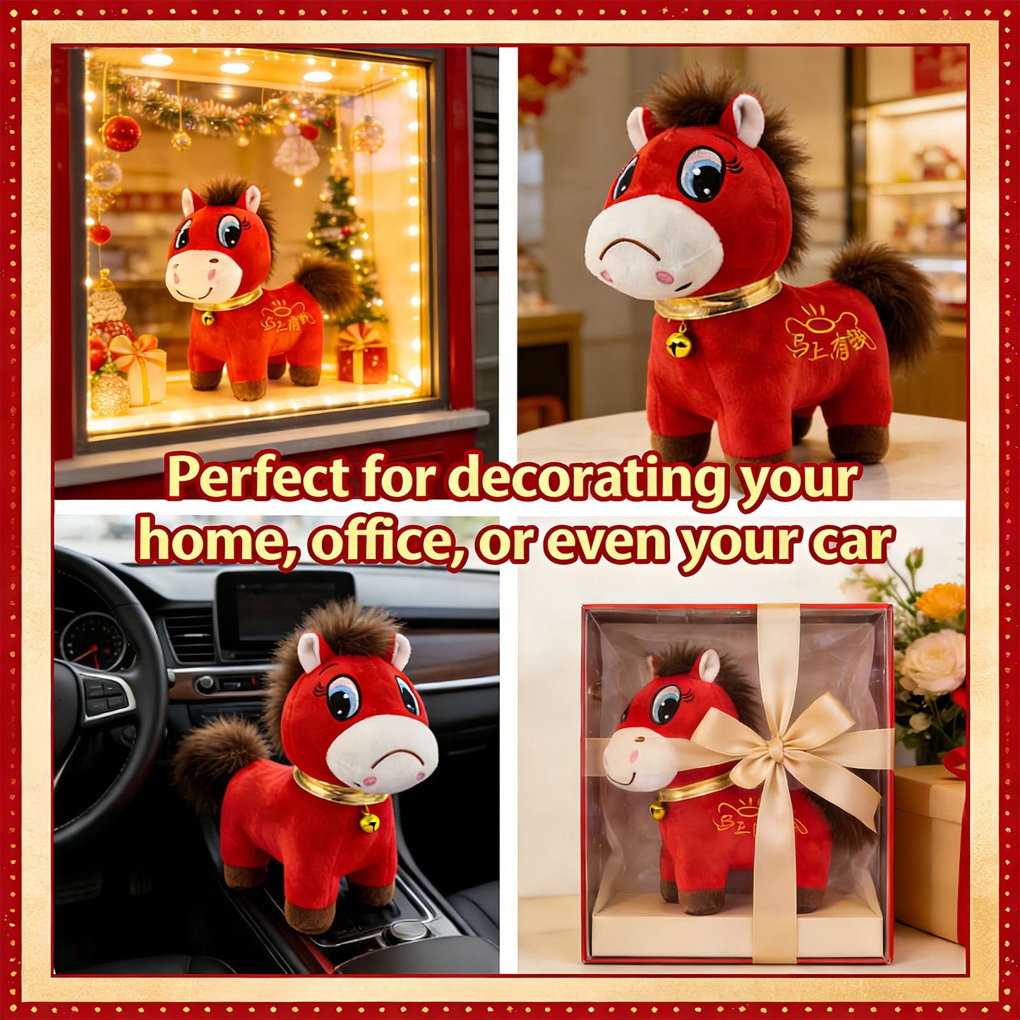 Stuffed Animal Crying Horse Year of The Horse 2026, Red Zodiac Horse Toys