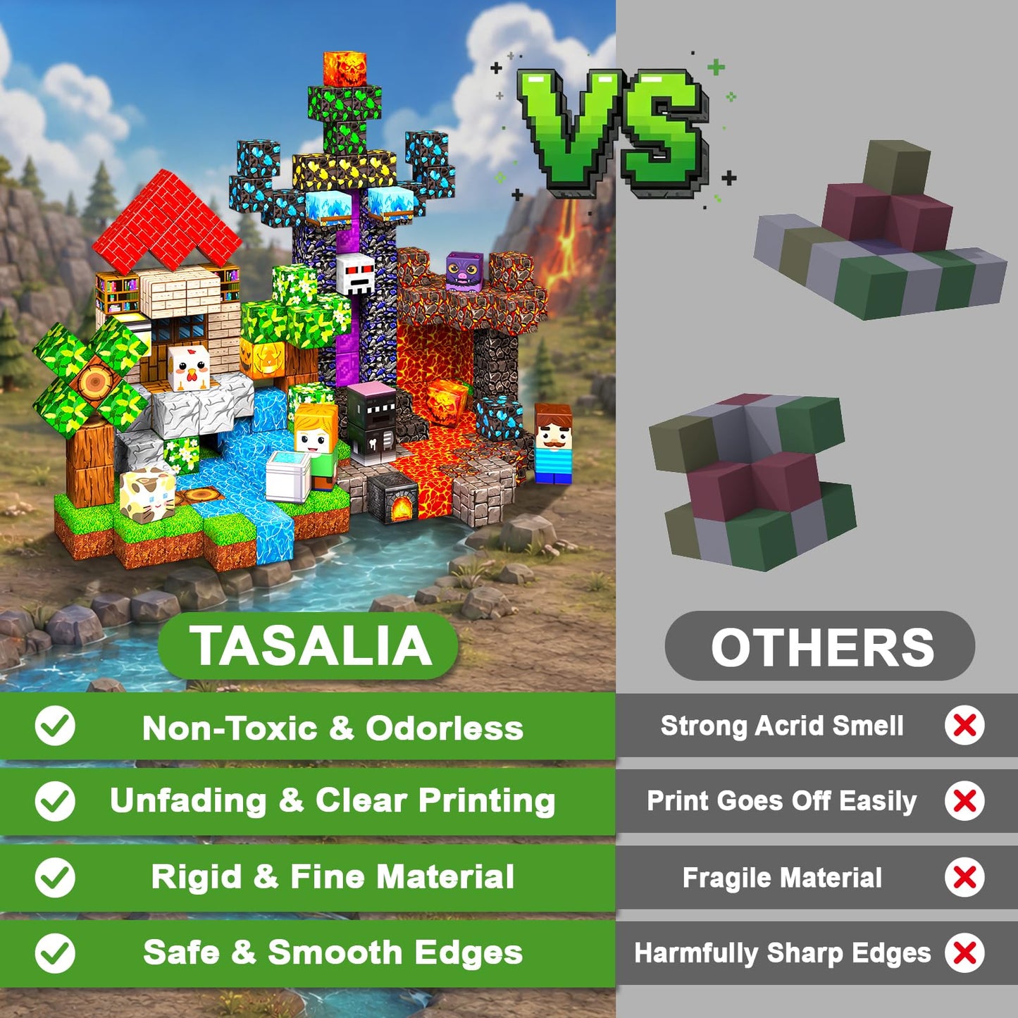 Tasalia Magnetic Building Blocks for Kids Ages 3+, 100PCS Magnetic Blocks, Magnetic Cubes Toys, STEM Educational Stacking Blocks for Boys Girls