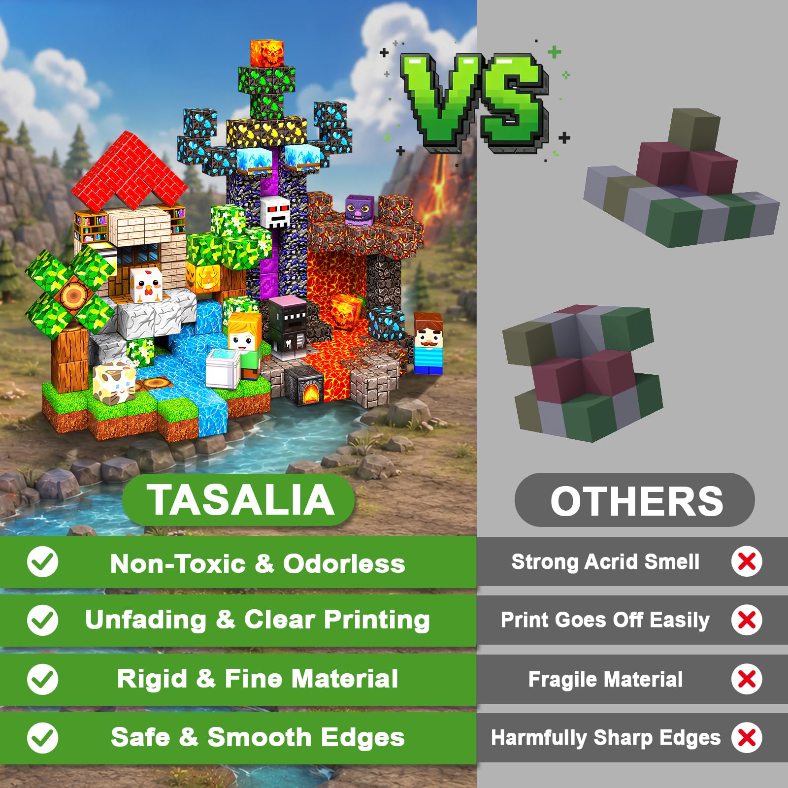 Tasalia Magnetic Building Blocks for Kids Ages 3+, 100PCS Magnetic Blocks, Magnetic Cubes Toys, STEM Educational Stacking Blocks for Boys Girls