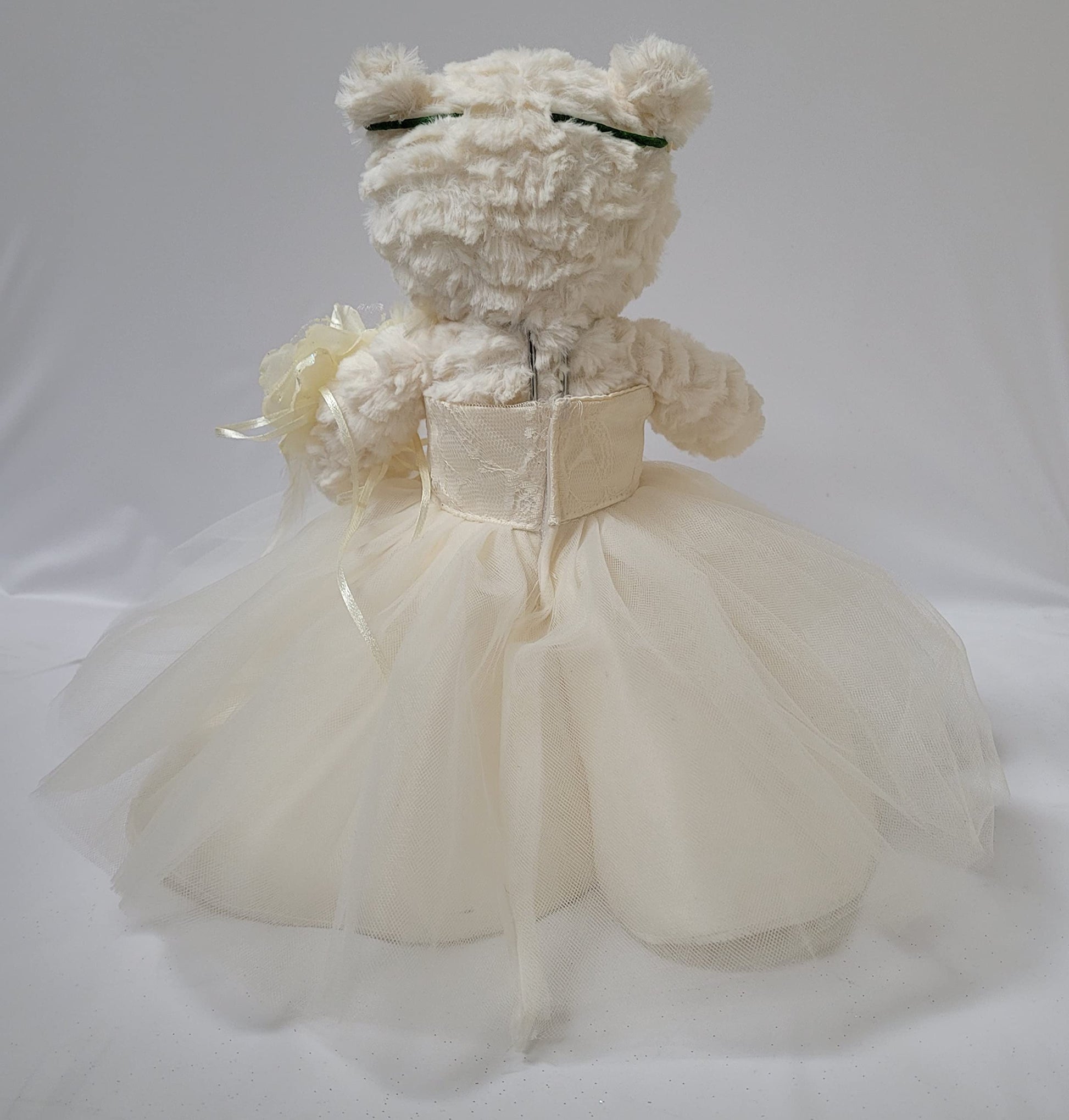 KINNEX COLLECTIONS SINCE 1997 12" Mi Bautizo Teddy Bear with Dress (Centerpiece) ~ B09631B-2 (Ivory)