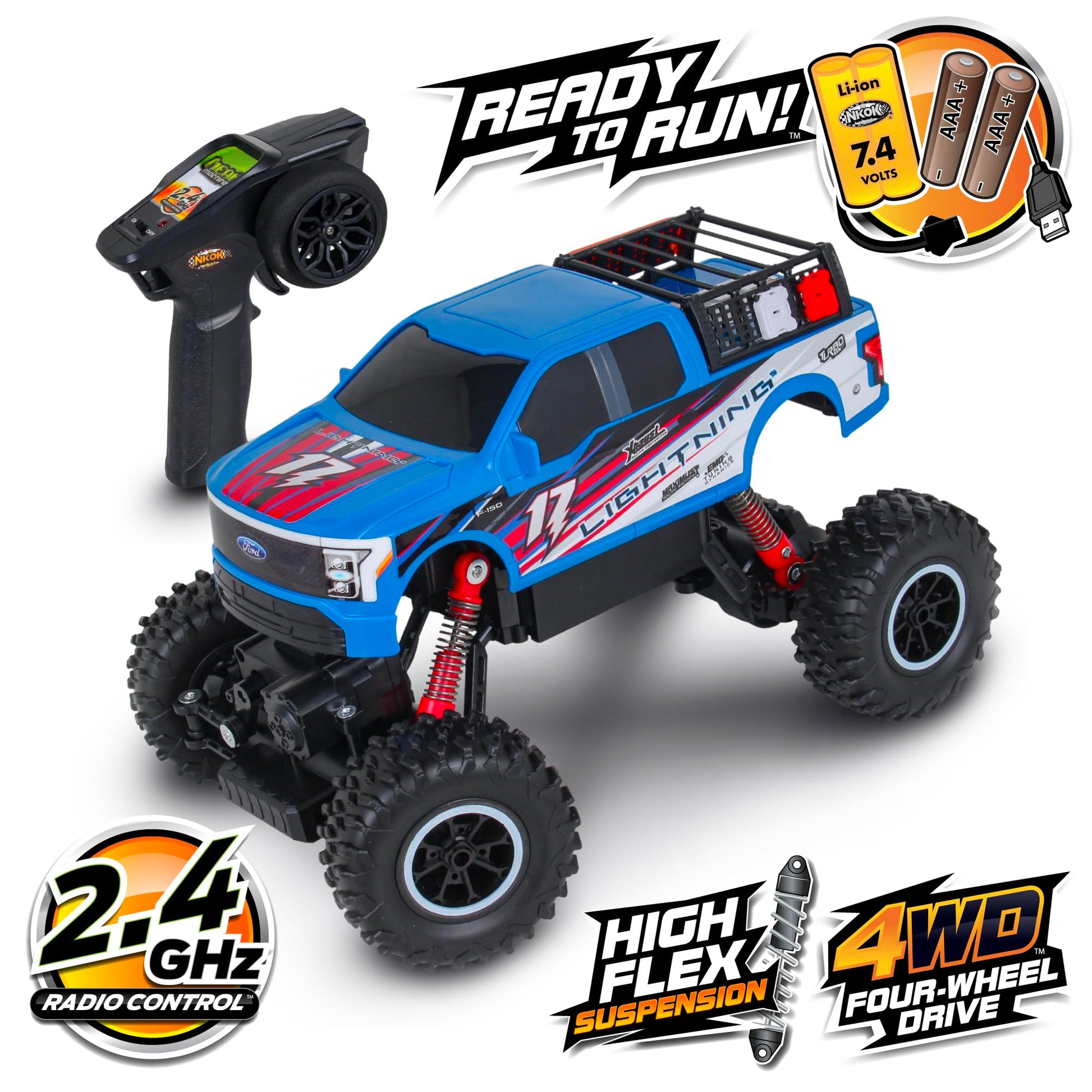NKOK Ready to Run Mean Machines R/C Rock Crawler Ford F-150 Lightning