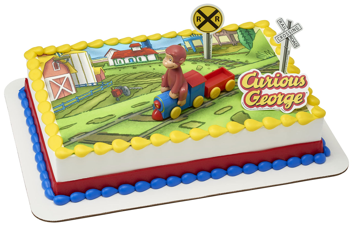 DecoSet® Curious George Train Cake Topper, 4-Piece Set, Keepsake Figures for Hours of Fun, Create an Adorable Birthday Centerpiece