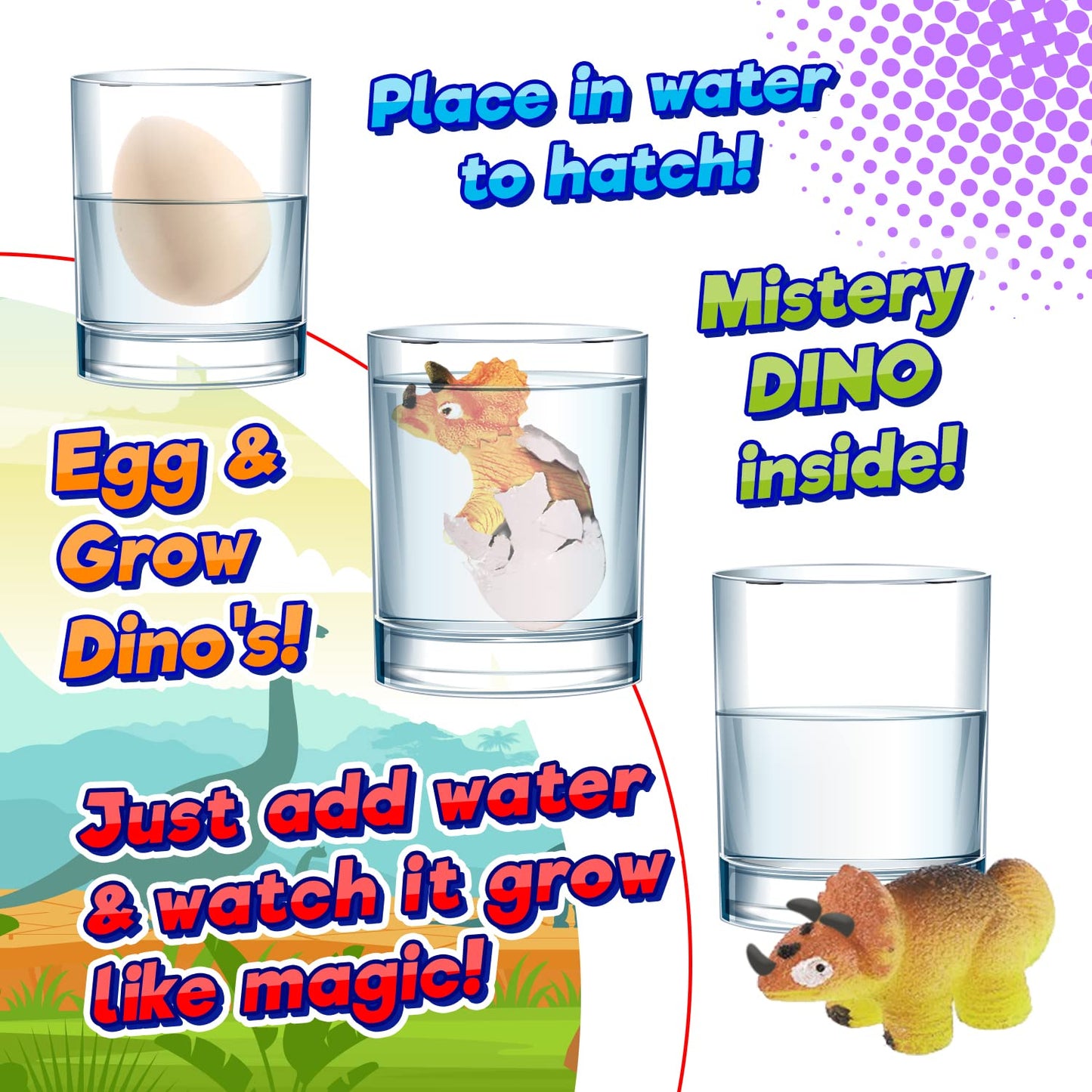 JA-RU Magic Grow Dinosaur Eggs - Water Growing Toys for Kids (1 Egg Assorted) Educational Science Toys, Dinosaur Party Favors, Classroom Prizes