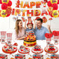 162pcs Firetruck Birthday Party Supplies Fire Truck Plates Napkins Serve 20