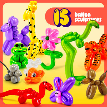 Dan&Darci Balloon Animal Twisting Kit with Pump for Kids - Boy & Girl Gift - Birthday Gifts for Girls and Boys - Arts and Crafts for Ages 8-12 - 6 7 8