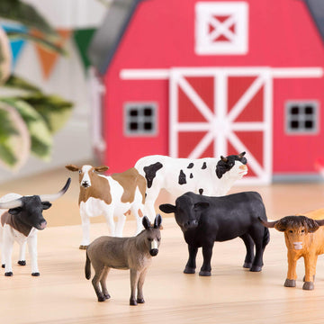 Terra by Battat - Farm Animal Toy Set with Realistic Holstein Cow, Bulls & Donkey Figurines - Educational Toddler Toys for Imaginative Play
